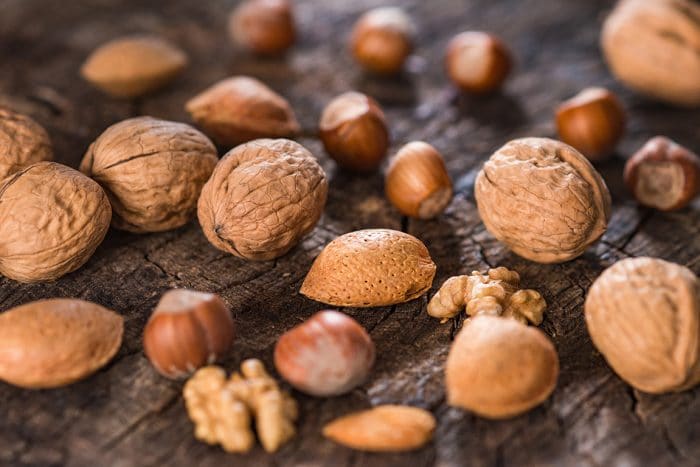 Hazelnuts, walnuts